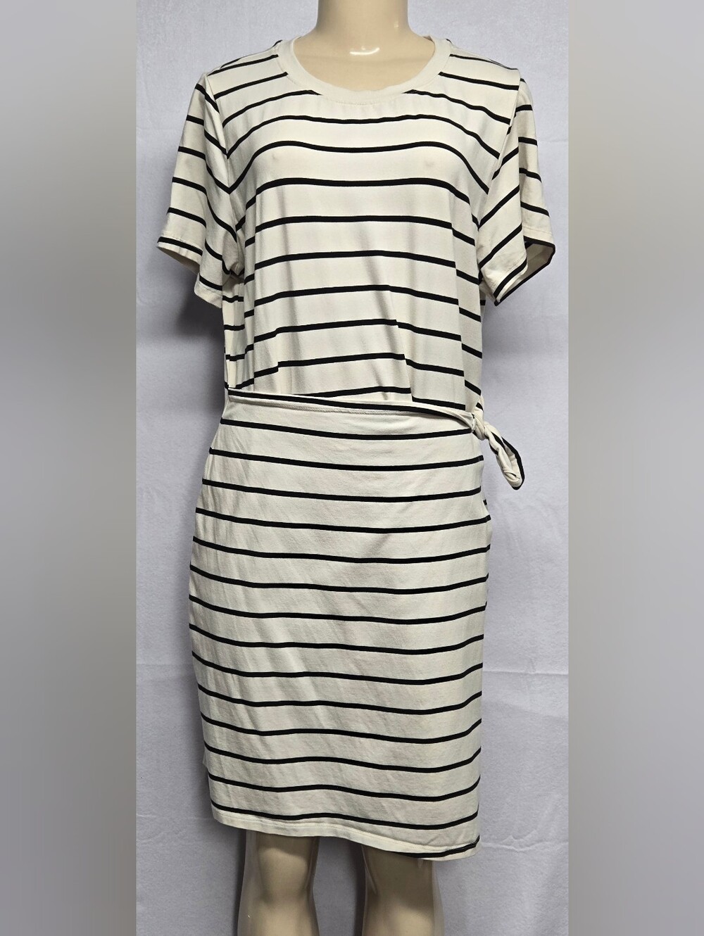 Threads 4 Thought XL Dress Pullover Short Sleeve Wrap Skirt Panel Striped